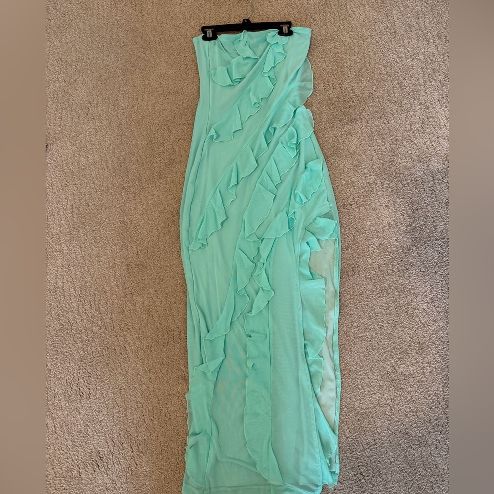 Light blue/ mint ruffle maxi dress